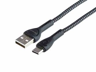 Kabel MAWAY do ładowania i synchronizacji, w oplocie z mikrofibry, podświetlenie LED, 200 cm, USB > USB-C