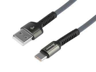 Kabel MYWAY do ładowania i synchronizacji, w oplocie z mikrofibry, 200 cm, USB > USB-C