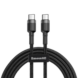 Kabel USB-C na USB-C PD Baseus Cafule PD 2.0, QC 3.0, 60W, 2m czarno-szary