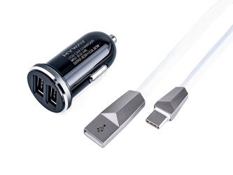 Ładowarka MYWAY 12/24V 2x USB 3.4A + kabel z wtyczką USB-C