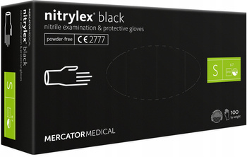 Rękawice nitrylowe czarne Mercator Nitrylex Black rozmiar S 100 szt.