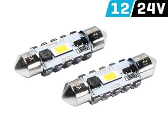 Żarówka VISION Festoon SV8.5 36 mm 12/24V 2x 3570 SMD LED, CANBUS, biała, 2 szt.