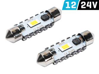 Żarówka VISION Festoon SV8.5 39 mm 12/24V 2x 3570 SMD LED, CANBUS, biała, 2 szt.