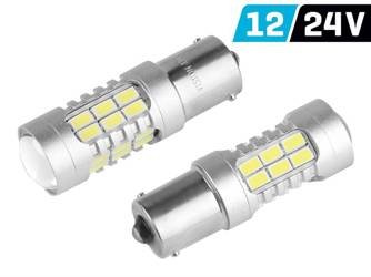 Żarówka VISION P21W BA15s 12/24V 27x 5730 SMD LED, z soczewką, CANBUS, biała, 2 szt.