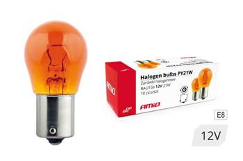 Żarówki halogenowe PY21W BAU15s 12V 21W AMBER 10 szt. (E8) AMIO-01158