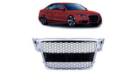 Grill sportowy Silver & Gloss Black AUDI A4 B8 przed liftem 2008-2012