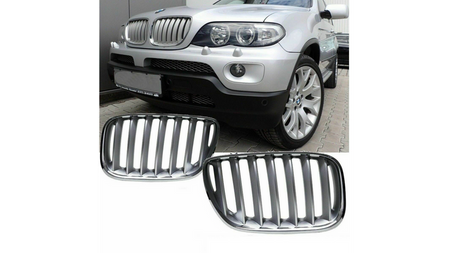 Grill sportowy pojedyncze żeberka Chrome & Matt Silver BMW X5 E53 Facelift 2003-2007