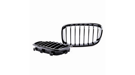 Grill sportowy pojedyncze żeberka Gloss Black  BMW 1 (F20, F21) Hatchback przed liftem 2011-2015