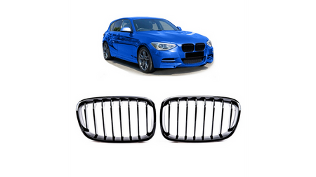 Grill sportowy pojedyncze żeberka Gloss Black  BMW 1 (F20, F21) Hatchback przed liftem 2011-2015