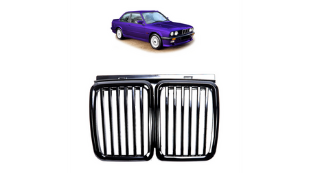 Grill sportowy pojedyncze żeberka Gloss Black BMW 3 E30 1987-1994