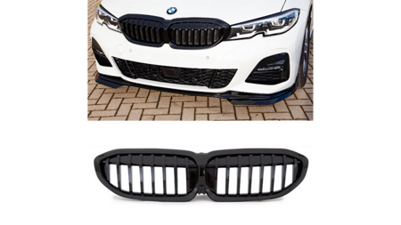 Grill sportowy pojedyncze żeberka Gloss Black BMW 3 G20 G21 przed liftem 2019-2022