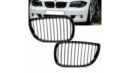 Grill sportowy pojedyncze żeberka Matt Black BMW 1 E81 E82 E87 E88 przed liftem 2004-2007