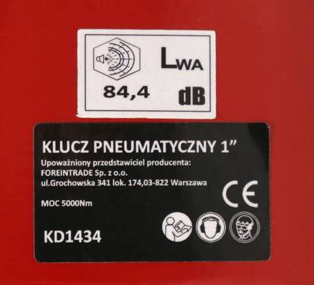 KLUCZ UDAROWY PNEUMATYCZNY 1"  5000Nm + WALIZKA KD1434