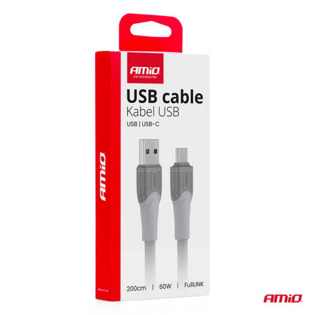 Kabel do ładowania USB-A USB-C 60W 200cm FullLINK transmisja danych AMIO-04290