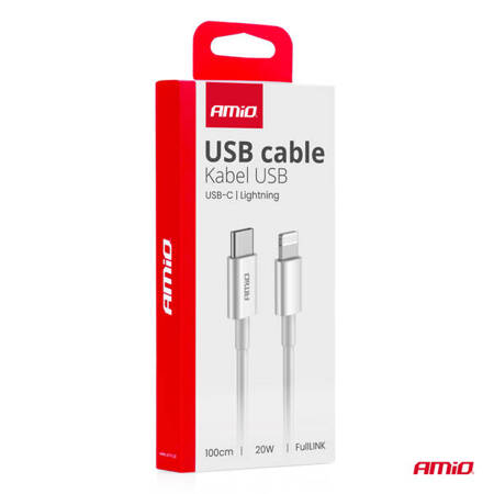 Kabel do ładowania USB-C - LIGHTNING IPHONE PD 20W 100cm FullLINK AMIO-03898