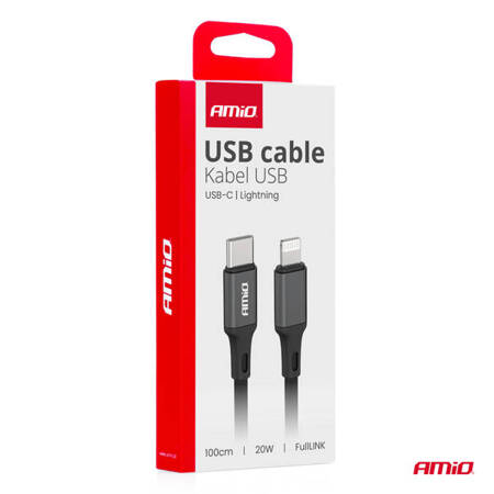 Kabel do ładowania USB-C - LIGHTNING IPHONE PD 20W 100cm FullLINK AMIO-03904