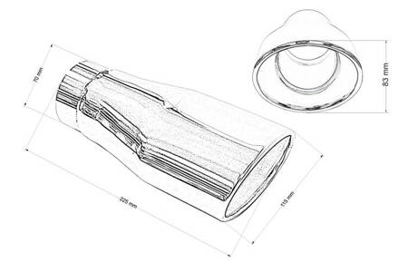 Końcówka tłumika 115x83mm wejście 70mm Polerowana