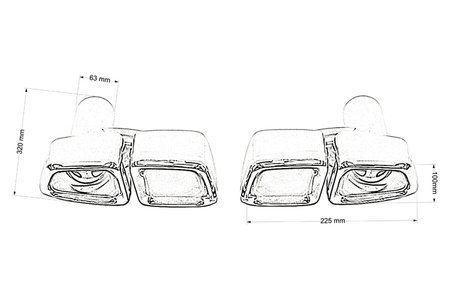 Końcówka tłumika 255x100mm wejście 63mm Mercedes E63 W212