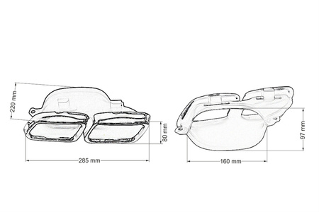 Końcówka tłumika 285x80mm wejście 160x97mm Mercedes W212