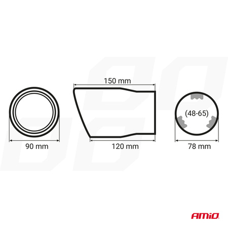 Końcówka tłumika wydechu stal nierdzewna MT 007 chrom AMIO-01307