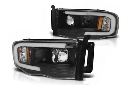 LAMPY PRZEDNIE DODGE RAM 02-06 TUBE LIGHT BLACK