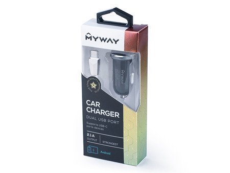 Ładowarka MYWAY 12/24V 2x USB 3.4A + kabel z wtyczką USB-C