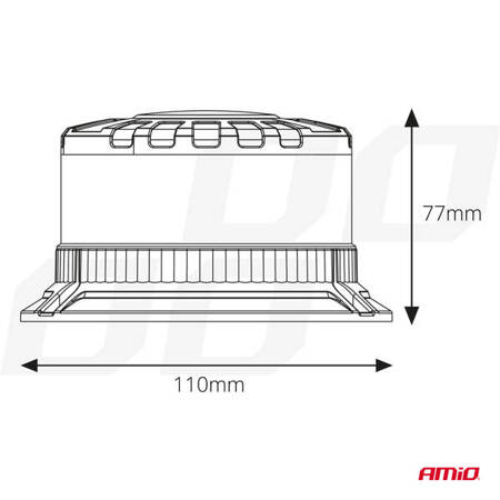 Lampa ostrzegawcza błyskowa kogut LED W28B 12V 24V AMIO-04106