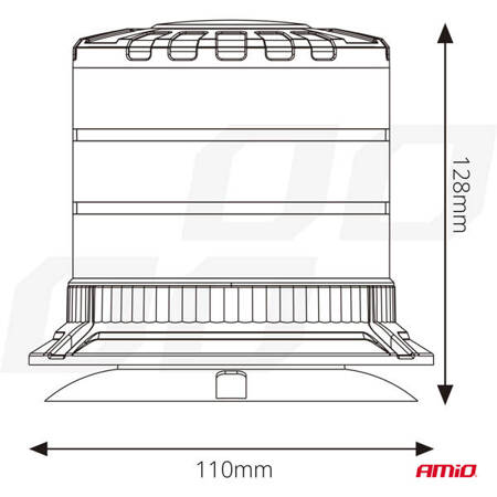 Lampa ostrzegawcza błyskowa kogut LED W30M 12V 24V AMIO-04111