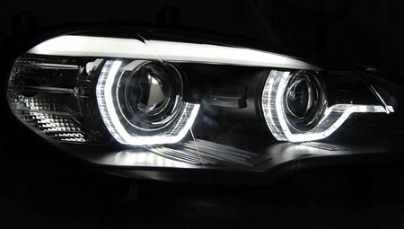 Lampy Bmw X5 E70 07-10 Ringi 3d Drl Black Xenon