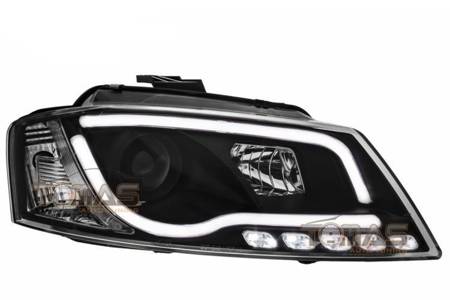 Lampy przednie AUDI A3 8P Black Tube Light DRL