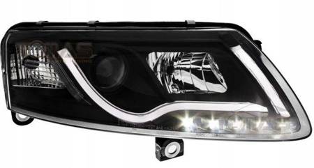 Lampy przednie AUDI A6 C6 xenon tube black drl