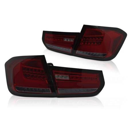 Lampy przednie BMW F30 11-15 LED BAR SEQ RED SMOKE