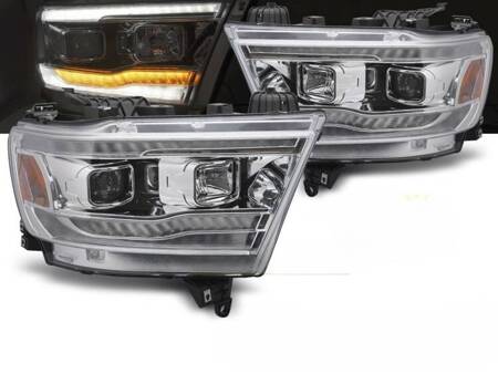 Lampy przednie do Dodge Ram 19-22 chrome tube seq