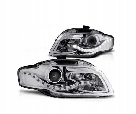 Lampy przednie reflektory Audi A4 B7 CHROM DAYLIGH