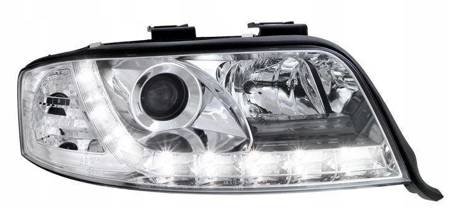 Lampy przednie reflektory Audi A6 CHROM DAYLIGHT