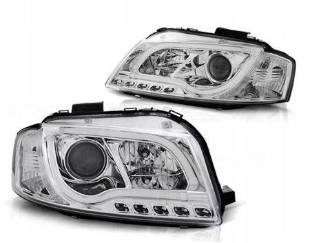 Lampy reflektory Audi A3 8p 03-08 led tube chrome