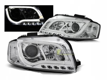 Lampy reflektory Audi A3 8p 03-08 led tube chrome