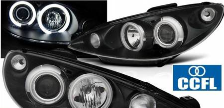 Lampy reflektory peugeot 206 02- ringi ccfl black