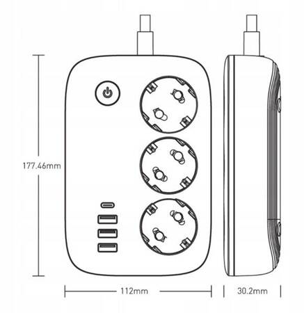 Listwa zasilająca SMART WiFi USB TUYA QC3.0 PD LED