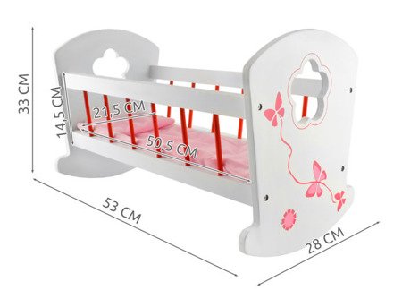 Łóżeczko bujane dla lalek drewniane białe