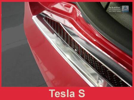 Nakładka na zderzak tylny do Tesla model S Carbon+Stal