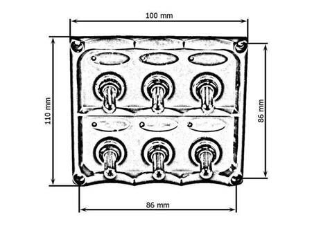 Panel przełączników 12V SPST/ON-OFFx6, 3B 15A IP68