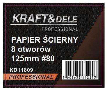 Papier ścierny 50szt. krążek 125mm P80 na rzep KD11809