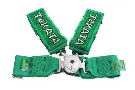 Pasy sportowe 4p 3" Green - Takata Replica harness