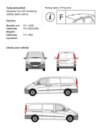 Platforma dachowa bagażowa Cruz Mercedes Vito L3H1 w639