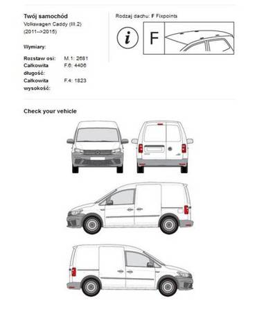 Platforma dachowa bagażowa VW Caddy 2011-2020