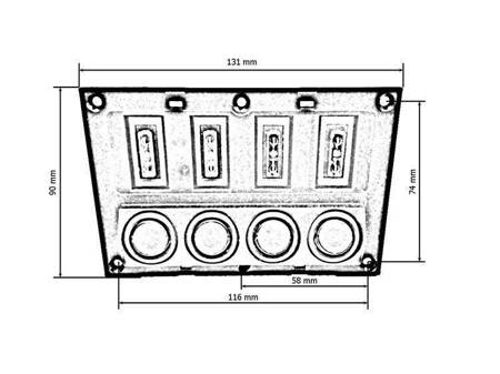 Przełączniki 12/24V IP68 ON-OFFx4, 4xB 2x5A 1x10A 1x15A, LED IP68