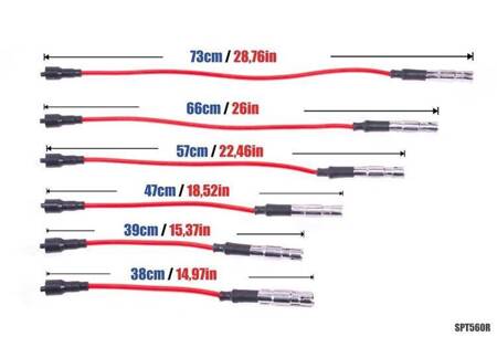 Przewody zapłonowe PowerTEC AUDI 80 100 A6 A8 VW PASSAT 2.4 2.6 2.8L 90-00 Czerwone