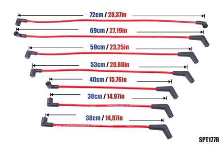 Przewody zapłonowe PowerTEC FORD CAPRI CORTINA GRANDA TRANSIT V6 68-96 Czerwone