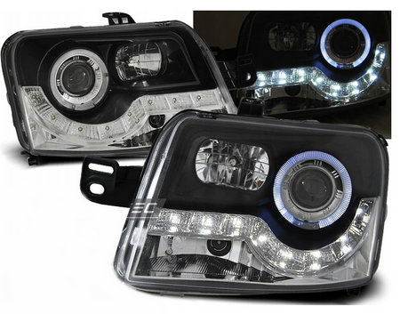 Reflektory lampy przednie Fiat Panda 03- Black Led